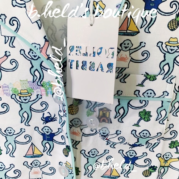 Roller Rabbit Charleston Monkey Polo Pajamas in White Monkey Size XS New NWT - Picture 3 of 16